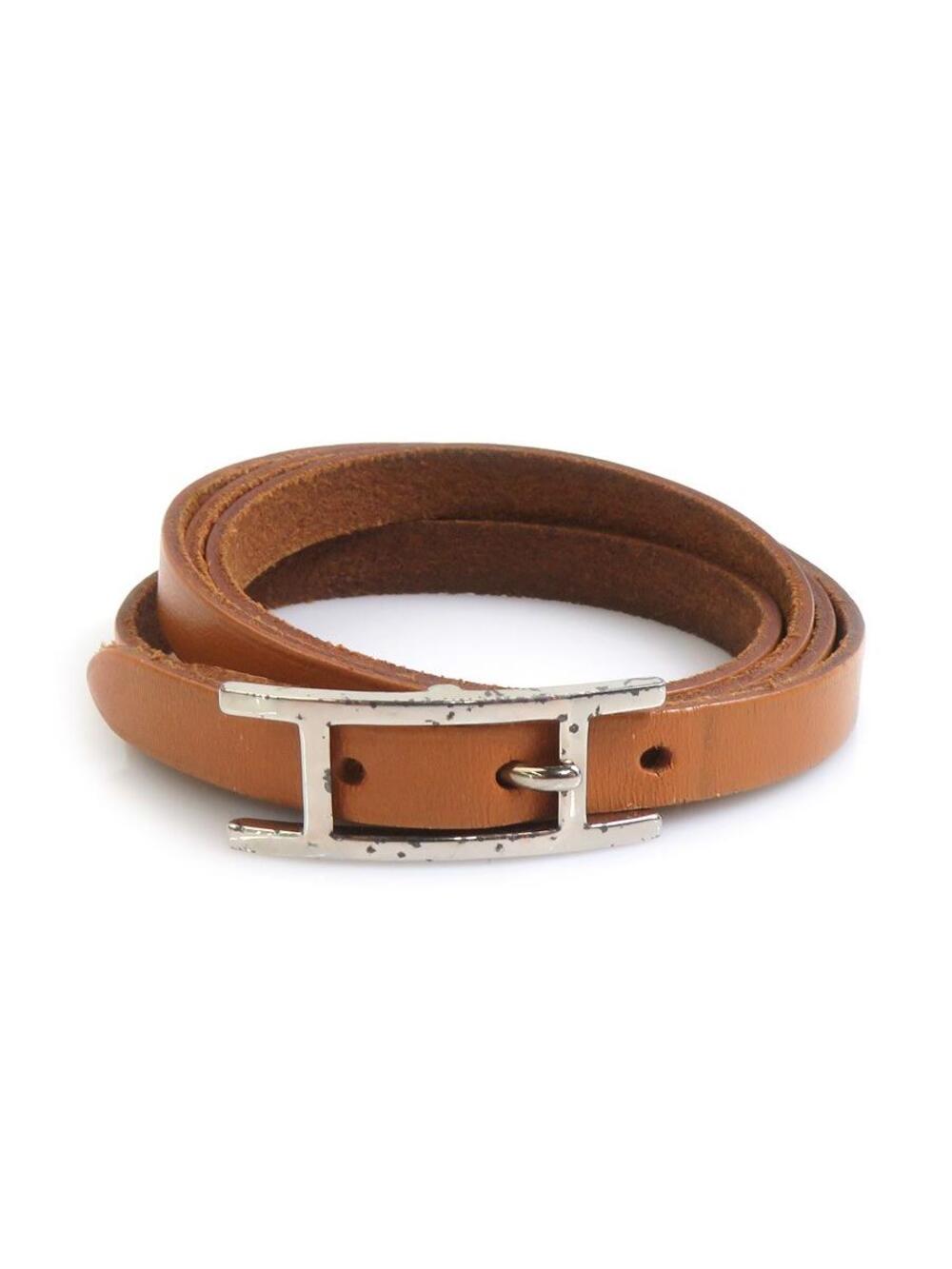 Auth Hermes Api Bracelet Brown/Silver #303129H92B